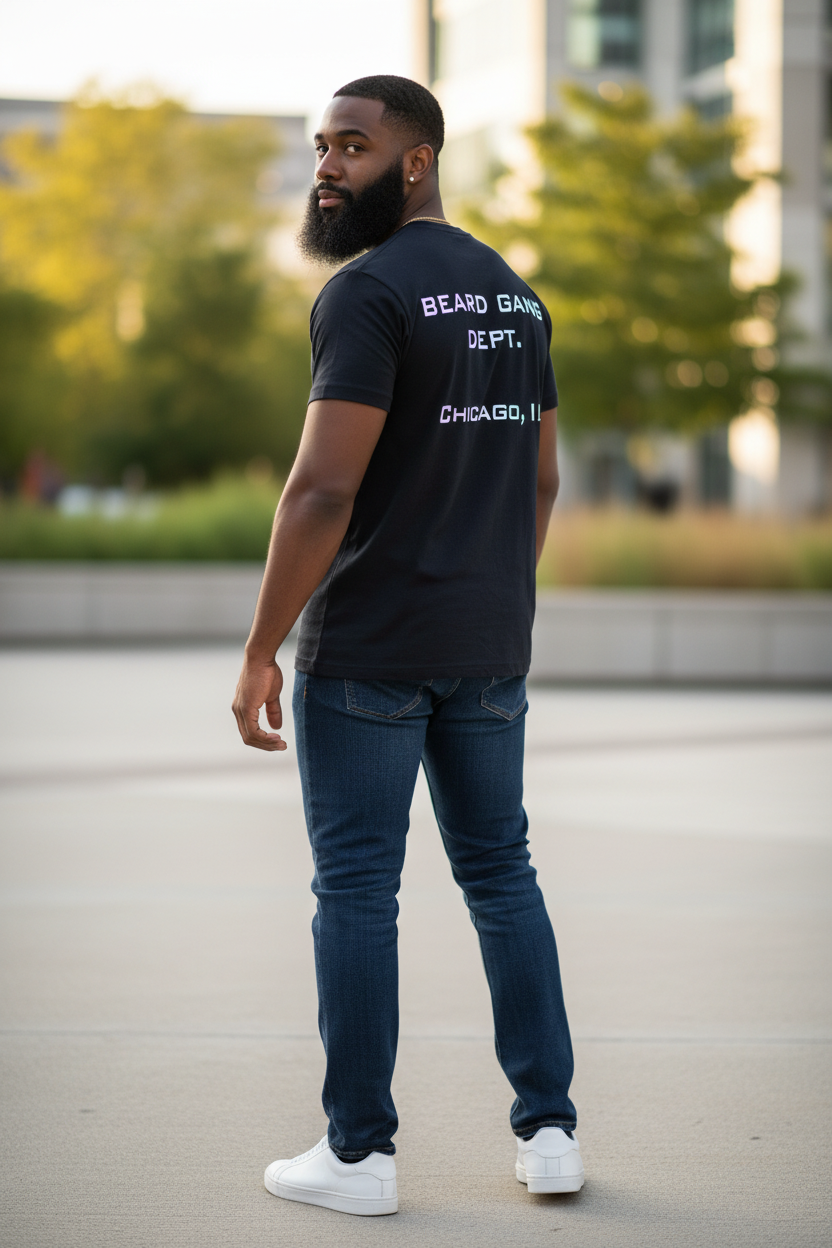 Beard Gang Dept. Souvenir T-Shirt (Black and White)